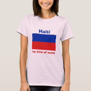 Camiseta Haití Bandera + Mapa + Texto
