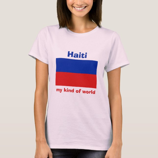 Camiseta Haití Bandera + Mapa + Texto (Anverso)