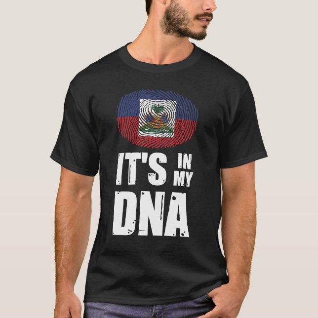 Camiseta  Haití está en mi huella digital de ADN Bandera ha (Anverso)