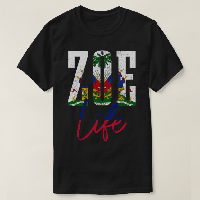 Camiseta Haiti Flag Zoe Haitian Life Pride Vintage Haiti Pu (Diseño del anverso)