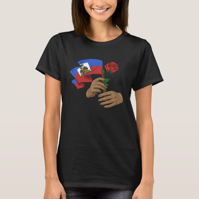 Camiseta Haiti Haitian Flag Day Proud Ayiti Hands Flowers (Anverso)