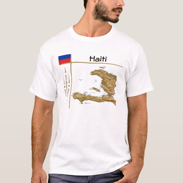 Camiseta Haití Mapa + Bandera + Título (Anverso)