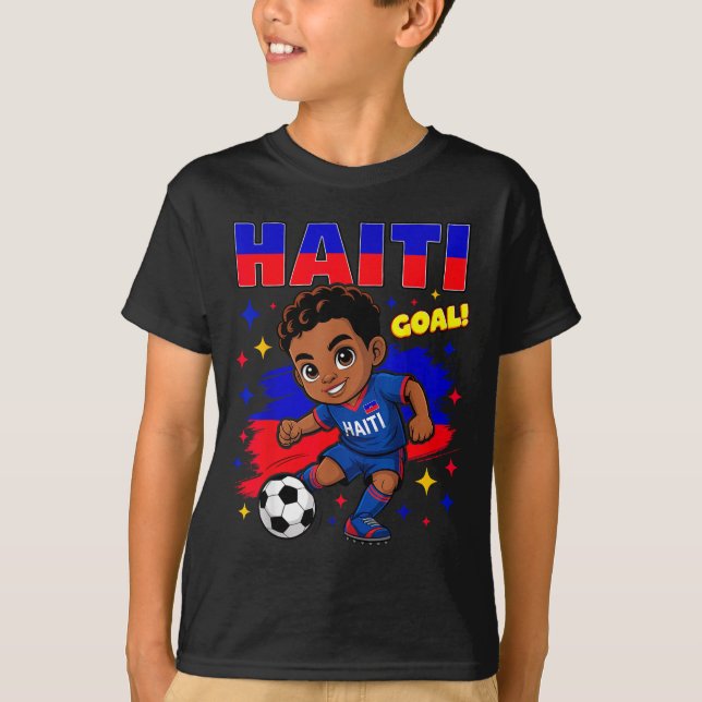 Camiseta Haiti Soccer Kid Haitian Flag Soccer Player Footba (Anverso)