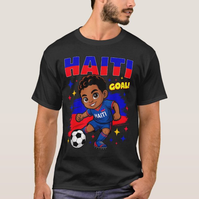 Camiseta Haiti Soccer Kid Haitian Flag Soccer Player Footba (Anverso)