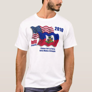 Camiseta Haitiano y banderas que agitan americanas para