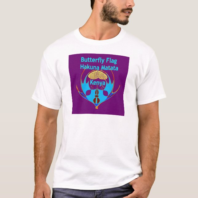 Camiseta "Hakuna Matata Kenya" Arte de mariposa Imprimir/Gr (Anverso)