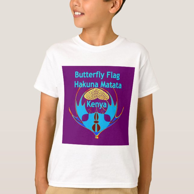 Camiseta "Hakuna Matata Kenya" Arte de mariposa Imprimir/Gr (Anverso)