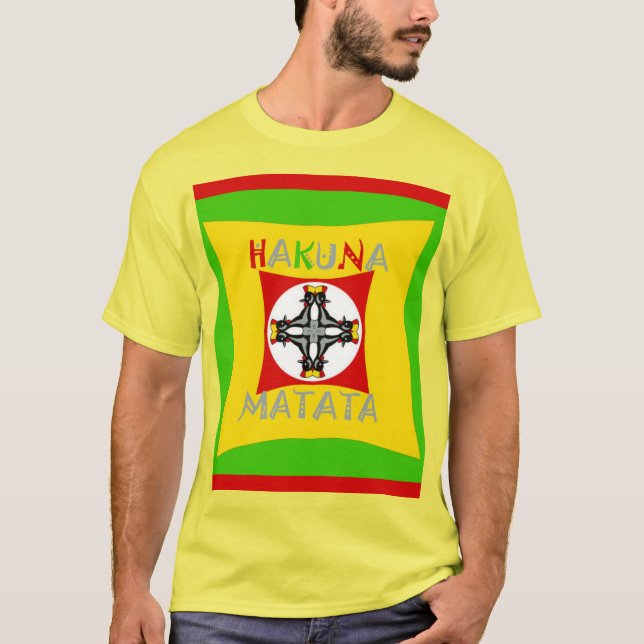 Camiseta Hakuna Matata Rasta Color Rojo Verde Dorado (Anverso)