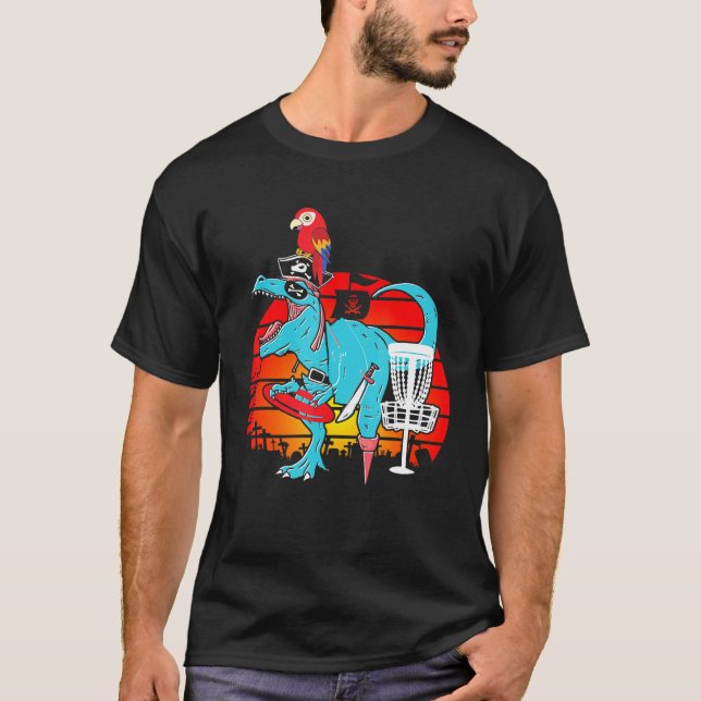 Camiseta Hala del jugador de golf de disco pirata de dinosa (Anverso)