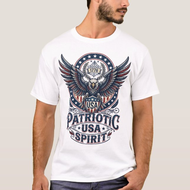 Camiseta Halcón de batalla patriótico Águila y halcón Ameri (Anverso)