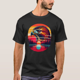 Camiseta Halcon de cola roja Pájaro Atardecer Estilo Retro
