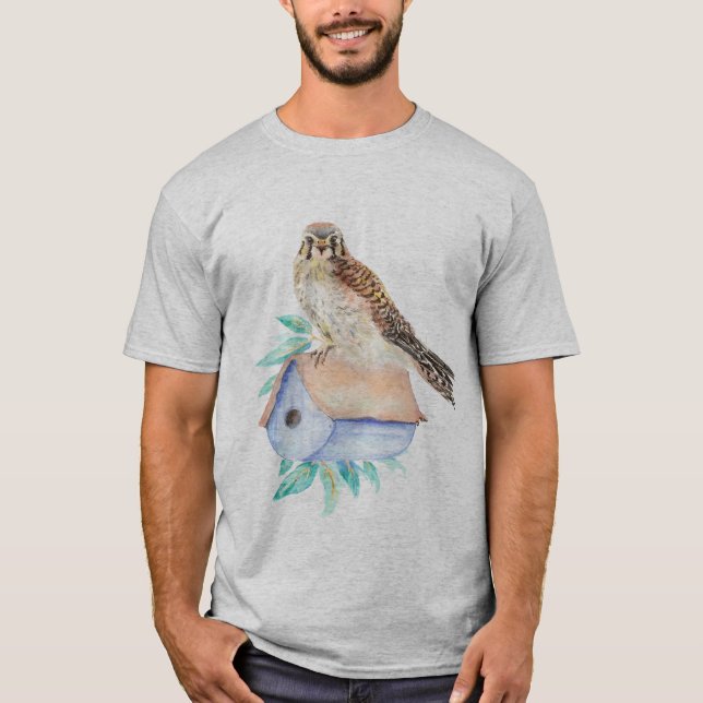 Camiseta Halcón de Kestrel Sparrow Hawk Guardian Birdhouse (Anverso)