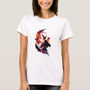 Camiseta Halcón en el paisaje abstracto de las acuarelas