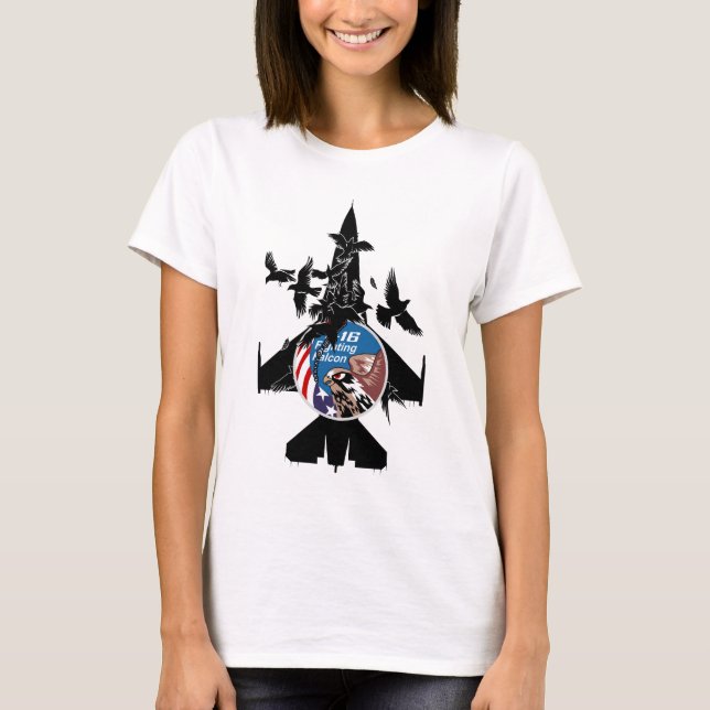 Camiseta Halcón que lucha F-16 (Anverso)