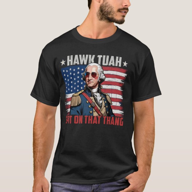 Camiseta Halcón Tuah Bandera Americana George Washington 4  (Anverso)