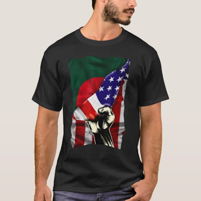 Camiseta Half American Flag Bengali ROOTS USA Flag Banglade (Anverso)