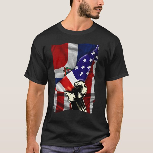 Camiseta Half American Flag Dominican ROOTS USA Flag Dom Re (Anverso)