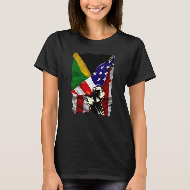Camiseta Half American Flag Jamaican ROOTS USA Flag Jamaica (Anverso)