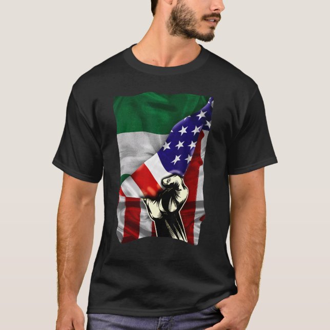 Camiseta Half American Flag Nigerian ROOTS USA Flag Nigeria (Anverso)