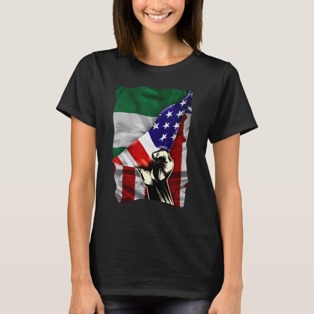 Camiseta Half American Flag Nigerian ROOTS USA Flag Nigeria (Anverso)