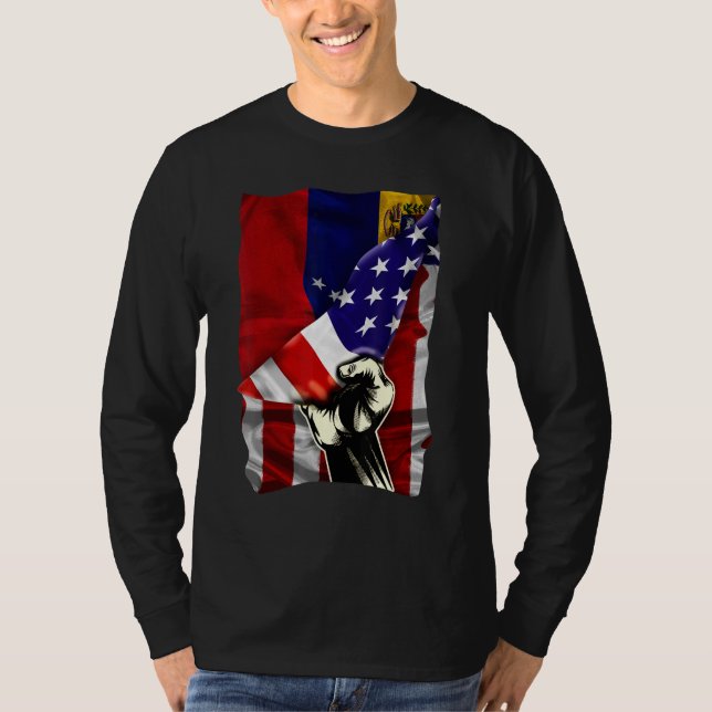 Camiseta Half American Flag Venezuelan ROOTS USA Flag Venez (Anverso)