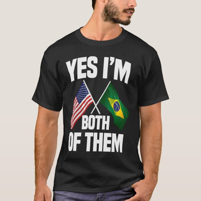 Camiseta Half American Half Brazilian USA Brazil Flag (Anverso)