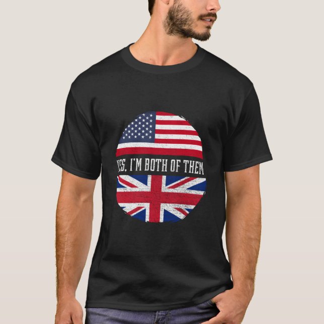 Camiseta Half American Half British Usa Flag United Kingdom (Anverso)