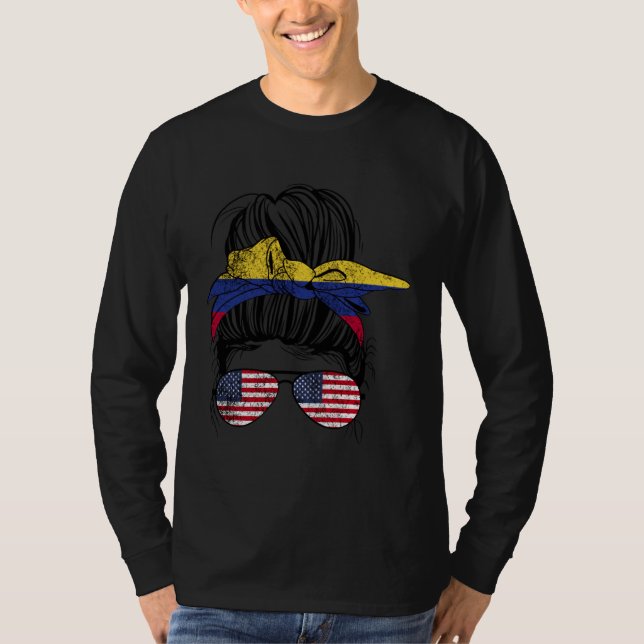 Camiseta Half American Half Colombian Girl USA Colombia Fla (Anverso)