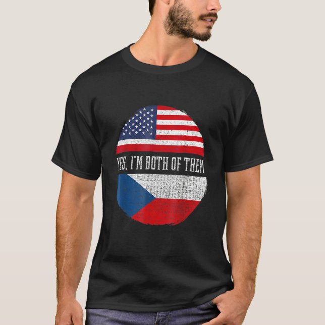 Camiseta Half American Half Czech USA Flag Czech Republic H (Anverso)