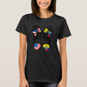 Camiseta Half American Half Ecuadorian Girl USA Ecuador Fla