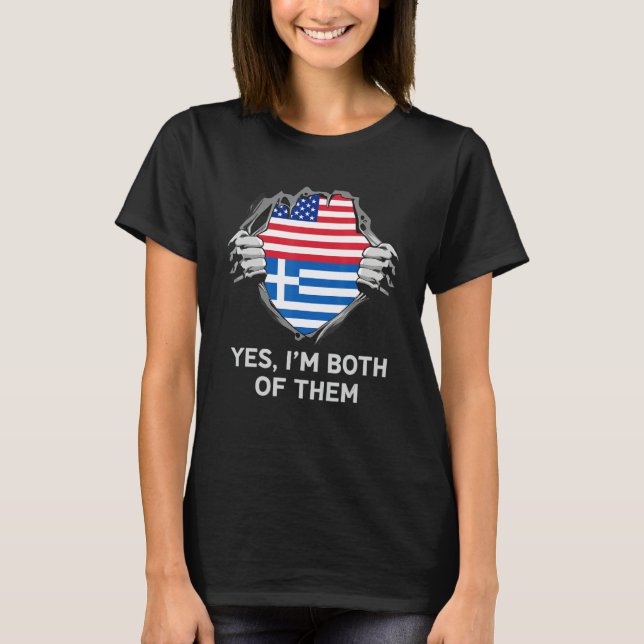 Camiseta Half American Half Greek USA Greece Flag Mens Wome (Anverso)
