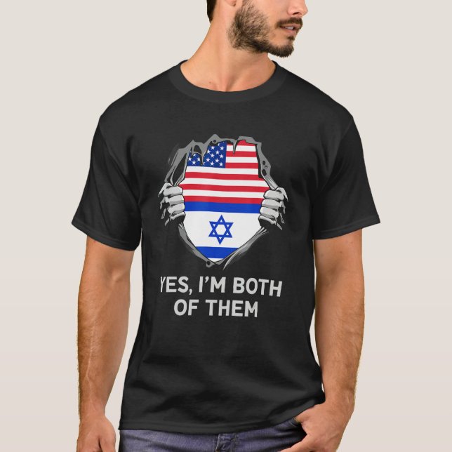 Camiseta Half American Half Israeli USA Israel Flag Mens Wo (Anverso)
