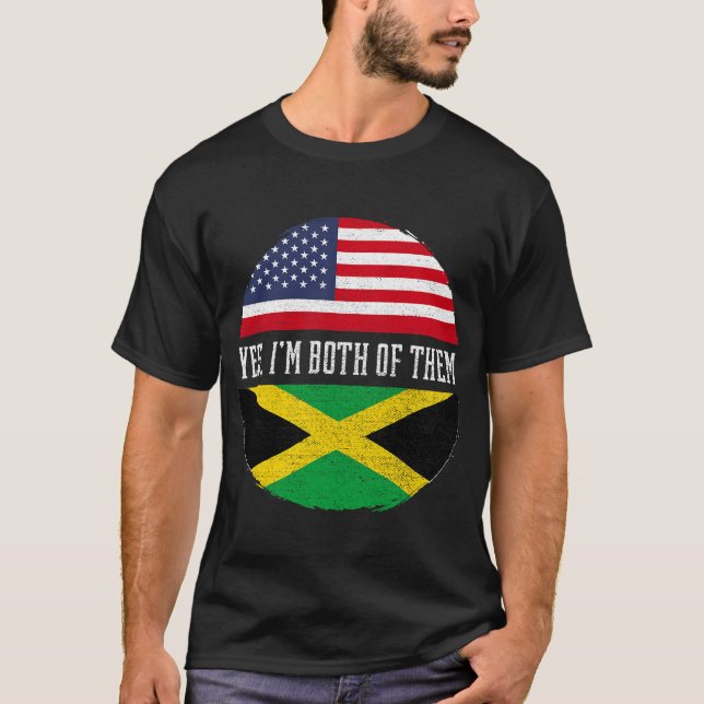 Camiseta Half American Half Jamaican USA Flag Jamaica Herit (Anverso)