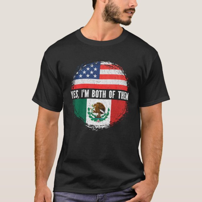Camiseta Half American Half Mexican USA Flag Mexico  (Anverso)