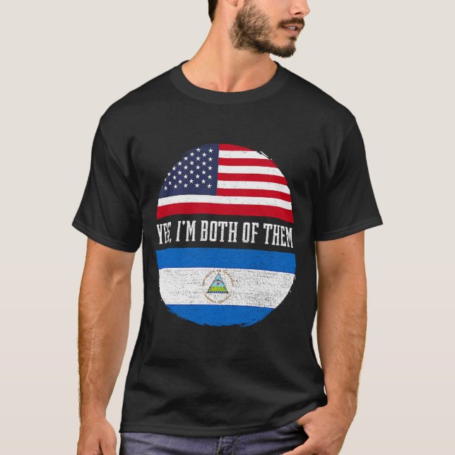 Camiseta Half American Half Nicaraguan USA Flag Nicaragua H (Anverso)