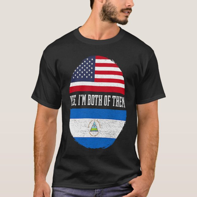 Camiseta Half American Half Nicaraguan USA Flag Nicaragua H (Anverso)