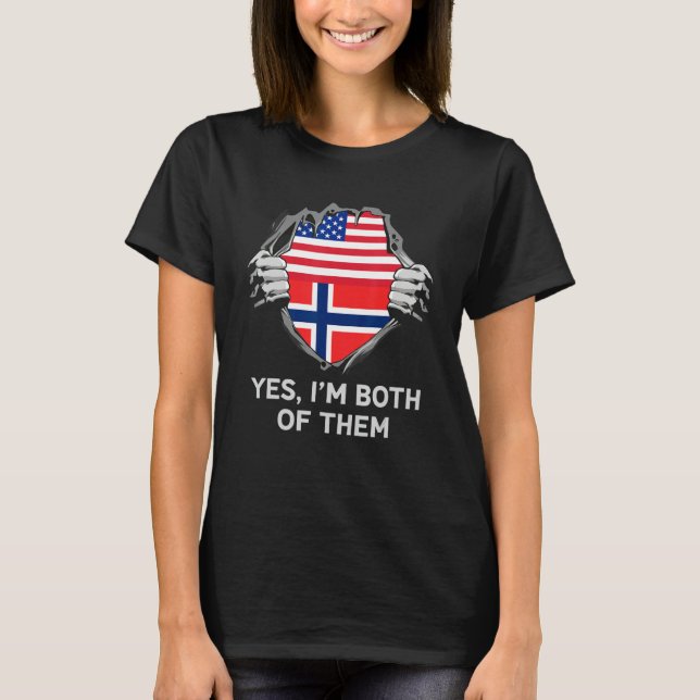 Camiseta Half American Half Norwegian USA Norway Flag Mens  (Anverso)