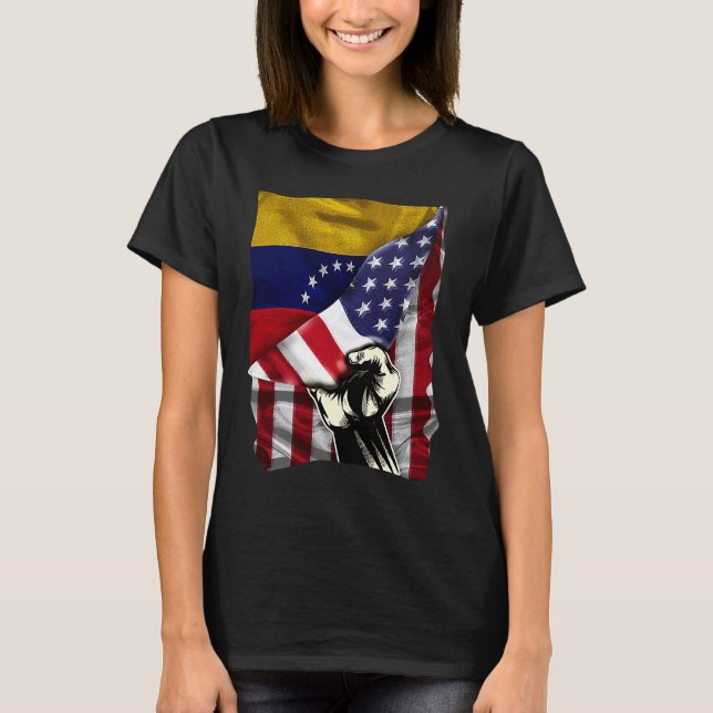 Camiseta Half American Half Venezuelan ROOTS USA Flag Venez (Anverso)