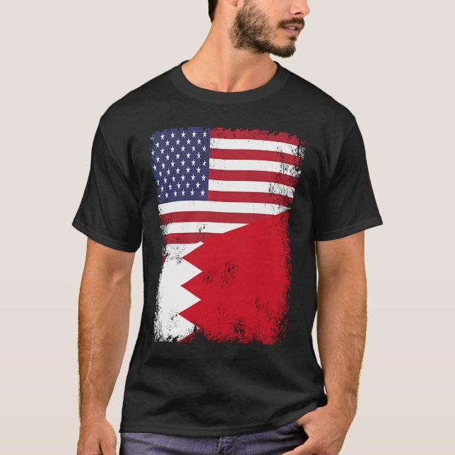 Camiseta Half Bahraini Flag Vintage Bahrain USA (Anverso)