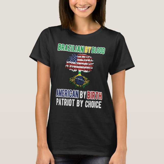 Camiseta Half Brazilian Half American Flag Brazil USA (Anverso)