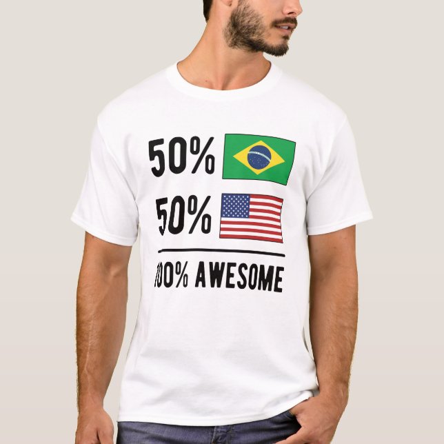 Camiseta Half Brazilian Half American Flag Brazil USA (Anverso)