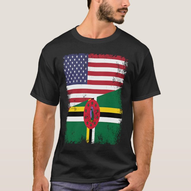Camiseta Half Dominican Flag Vintage Dominica USA (Anverso)