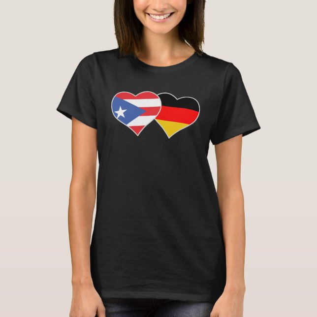 Camiseta Half German Half Puerto Rican Flag Heart Puerto Ri (Anverso)