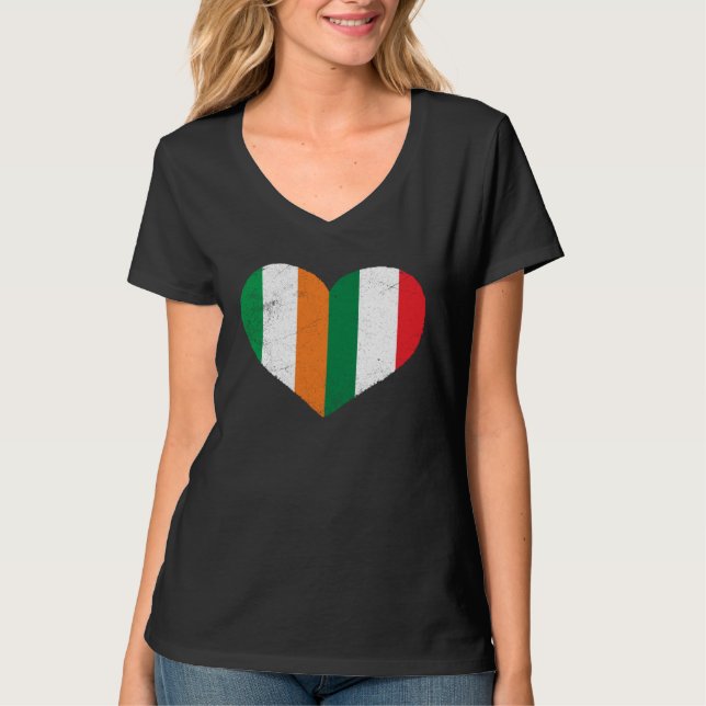 Camiseta Half Irish Half Italian Heart Ireland Italy Irish  (Anverso)