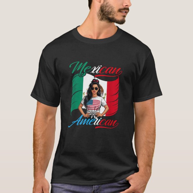 Camiseta Half Mexican Half American Usa Flag Mexico America (Anverso)
