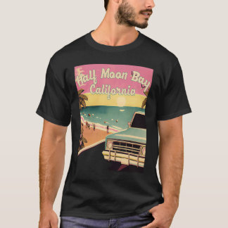 Camiseta Half Moon Bay Retro Beach Vacation Souvenir Califo