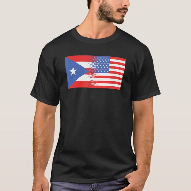 Camiseta Half Puerto Rican Half American Flag Puerto Rico U (Anverso)