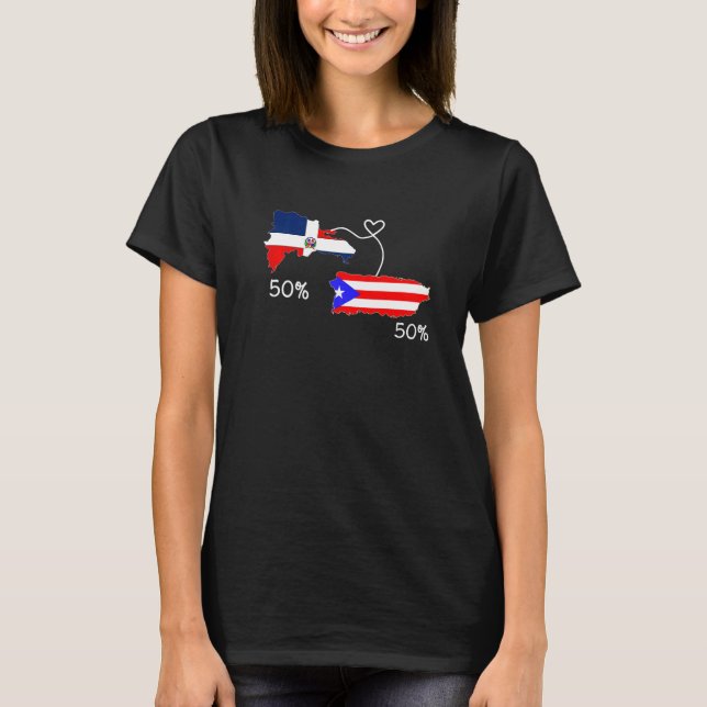 Camiseta Half Puerto Rican Half Dominican Flag Map Combined (Anverso)