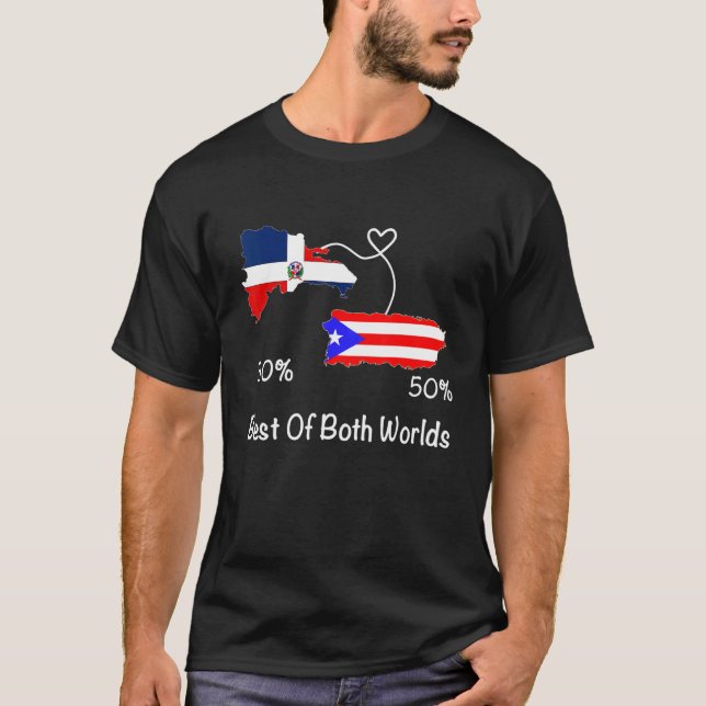 Camiseta Half Puerto Rican Half Dominican Flag Map Combined (Anverso)