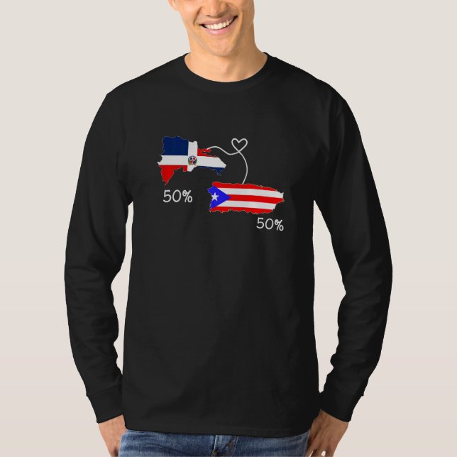 Camiseta Half Puerto Rican Half Dominican Flag Map Combined (Anverso)